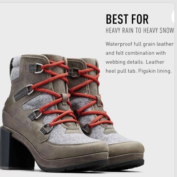 NEW ! Sorel Women's Black Leather Lace Up Ankle Rain Boots 8.5 NEW WATERPROOF - Picture 8 of 12